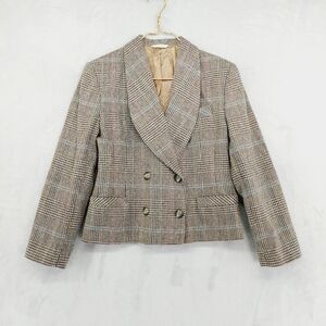 Gilmor Women's Brown Plaid Wool-Blend Double-Breasted Blazer P544